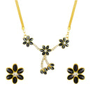 Mahi Monalisa Cats Eye Black Flower Gold Plated Necklace Set for Women for Women