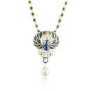 Mahi Crystal Pearl Blue Green Ethnic Peacock Pendant for Women