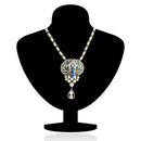Mahi Crystal Pearl Blue Green Ethnic Peacock Pendant for Women