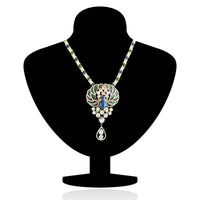 Mahi Crystal Pearl Blue Green Ethnic Peacock Pendant for Women