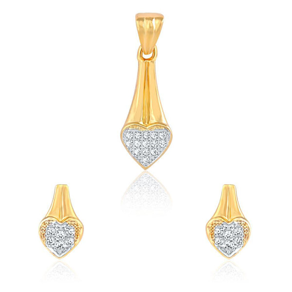 Mahi Shimmering Heart Pendant Set  With Cubic Zirconia Stones