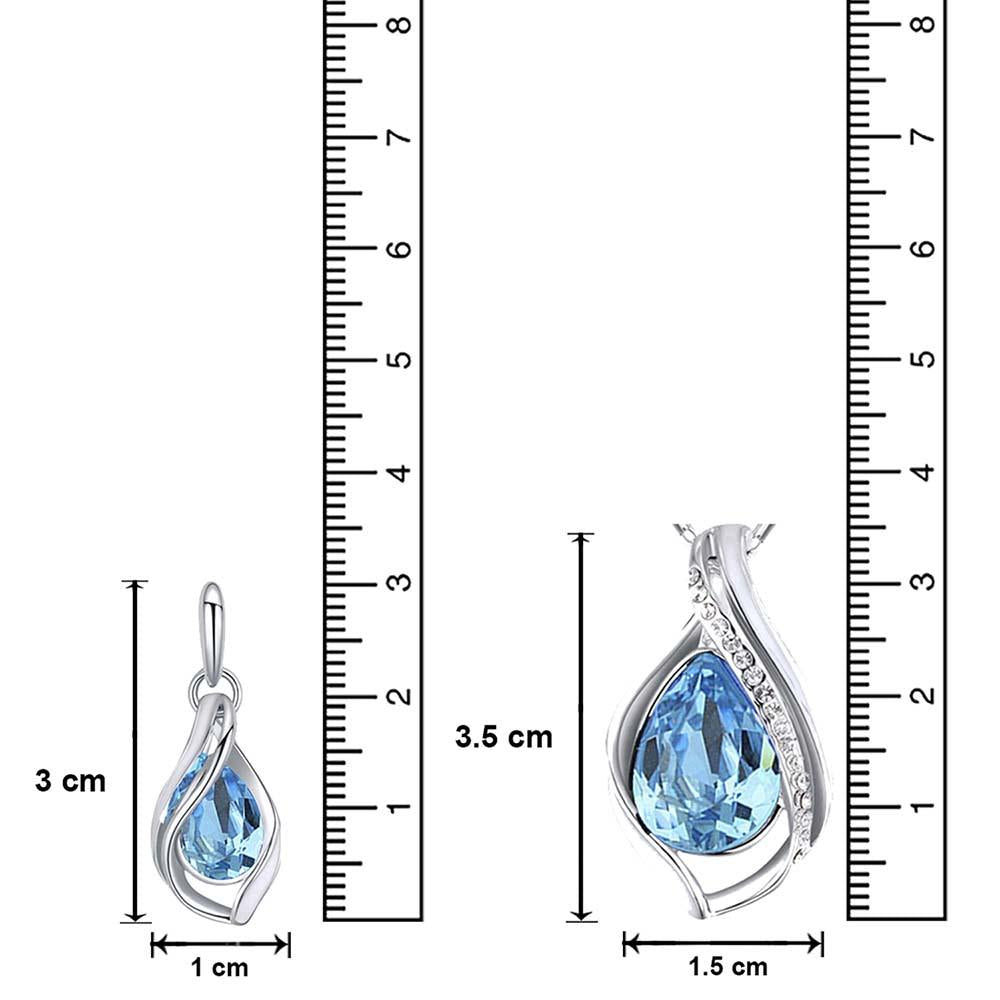 Mahi Waterdrop Aqua Blue Pendant Set