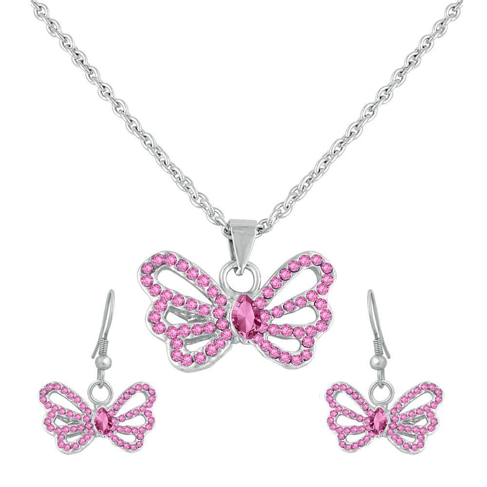 Mahi Winged Butterfly Crystal Pendant Set