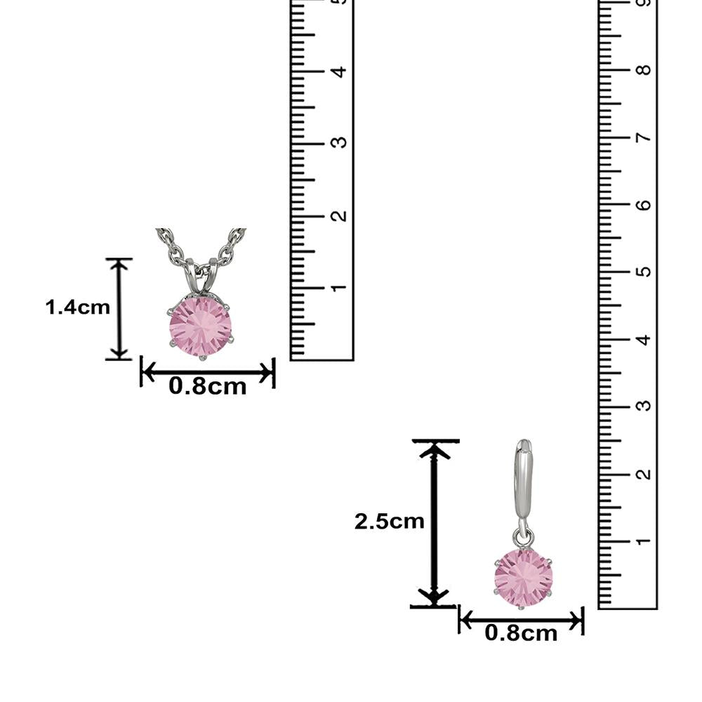 Mahi Solitaire Pink Round Crystal Pendant Set for Women (NL1103773RPin)