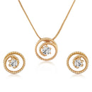 Mahi Solitaire Round Crystal Spiral Rose Gold Plated Pendant Set for Women (NL1103780Z)