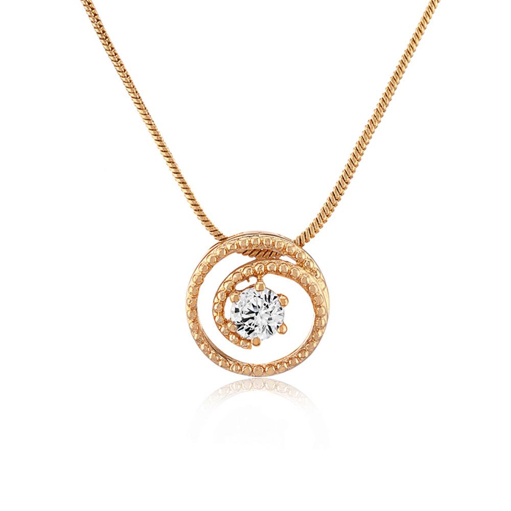 Mahi Solitaire Round Crystal Spiral Rose Gold Plated Pendant Set for Women (NL1103780Z)