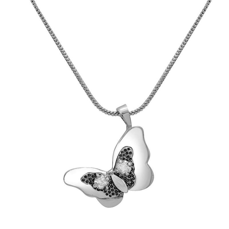 Mahi White Solitare Crystal Butterfly Shaped Pendant Set for Women (NL1103781R)