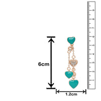 Mahi Rose Gold Plated Green Heart Crystal Layered Necklace with Dangler Earrings for Women (NL11037945ZGre)