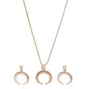 Mahi Rose Gold Plated Artificial Pearl Arc Pendant Set for Women (NL1103794ZWhi)