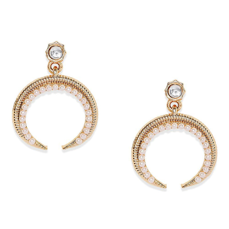 Mahi Rose Gold Plated Artificial Pearl Arc Pendant Set for Women (NL1103794ZWhi)