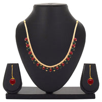 Mahi Mesmerising Necklace set with artificial beads for women (NL1103799GGreRed)