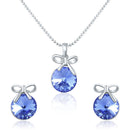 Mahi Rhodium Plated Blue Swarovski Crystal Pendant Set for Women Blue