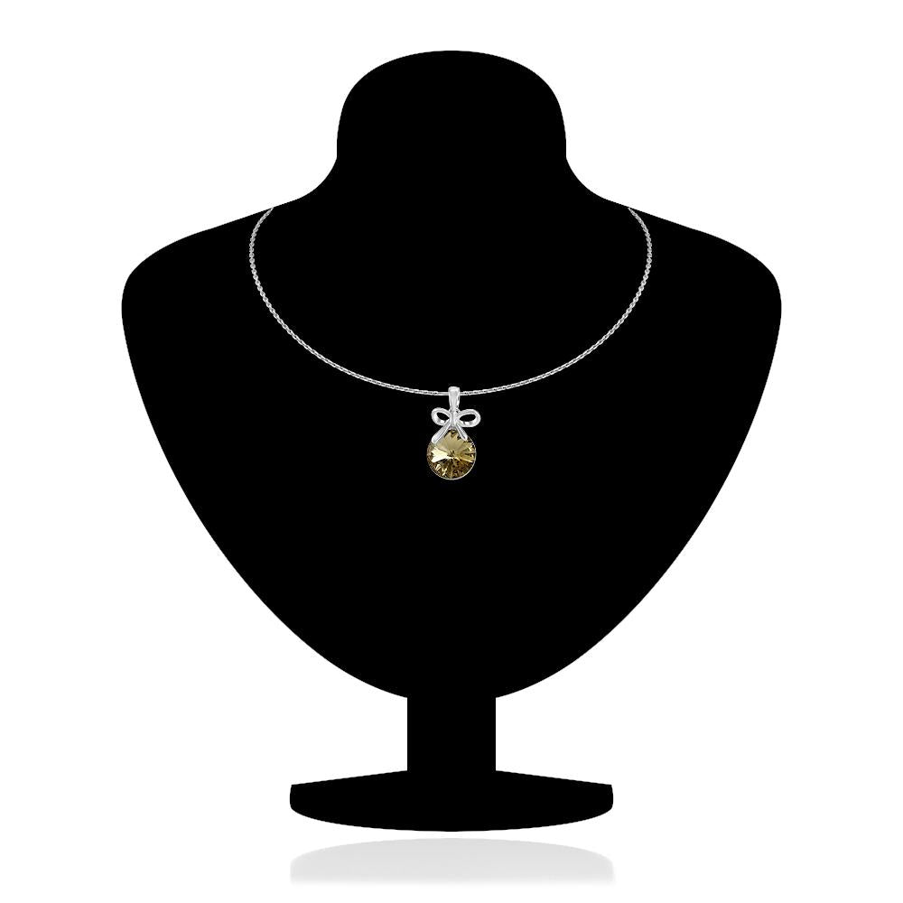 Mahi Liana Collection Brown Rhodium Plated Made with Swarovski Crystal Pendant Set for Women