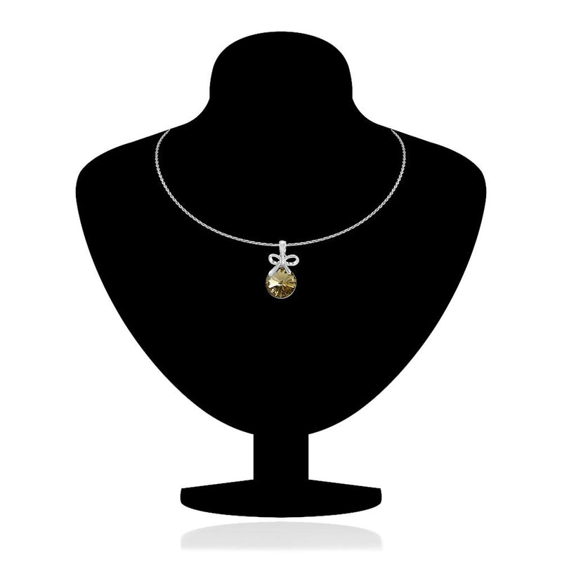 Mahi Liana Collection Brown Rhodium Plated Made with Swarovski Crystal Pendant Set for Women