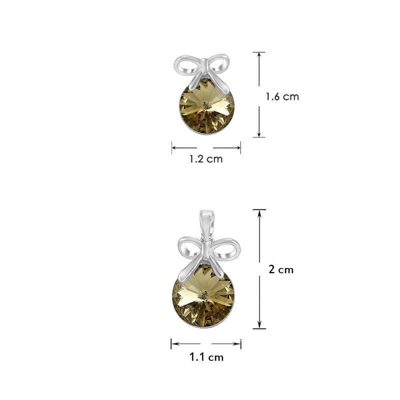 Mahi Liana Collection Brown Rhodium Plated Made with Swarovski Crystal Pendant Set for Women