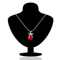 Mahi Rhodium Plated Red Swarovski Crystal Pendant Set for Women Green