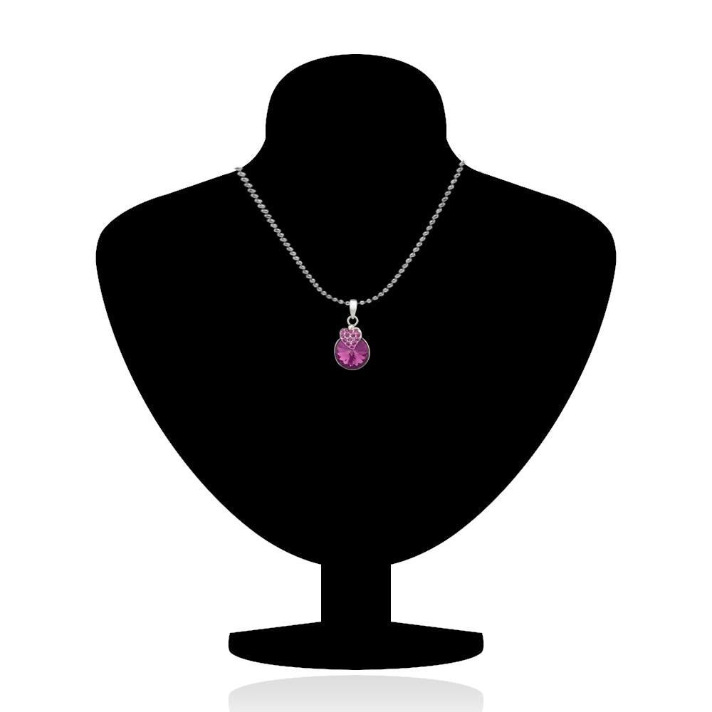 Mahi Rhodium Plated Purple Strawberry Pendant Set Made with Swarovski Crystal for Women