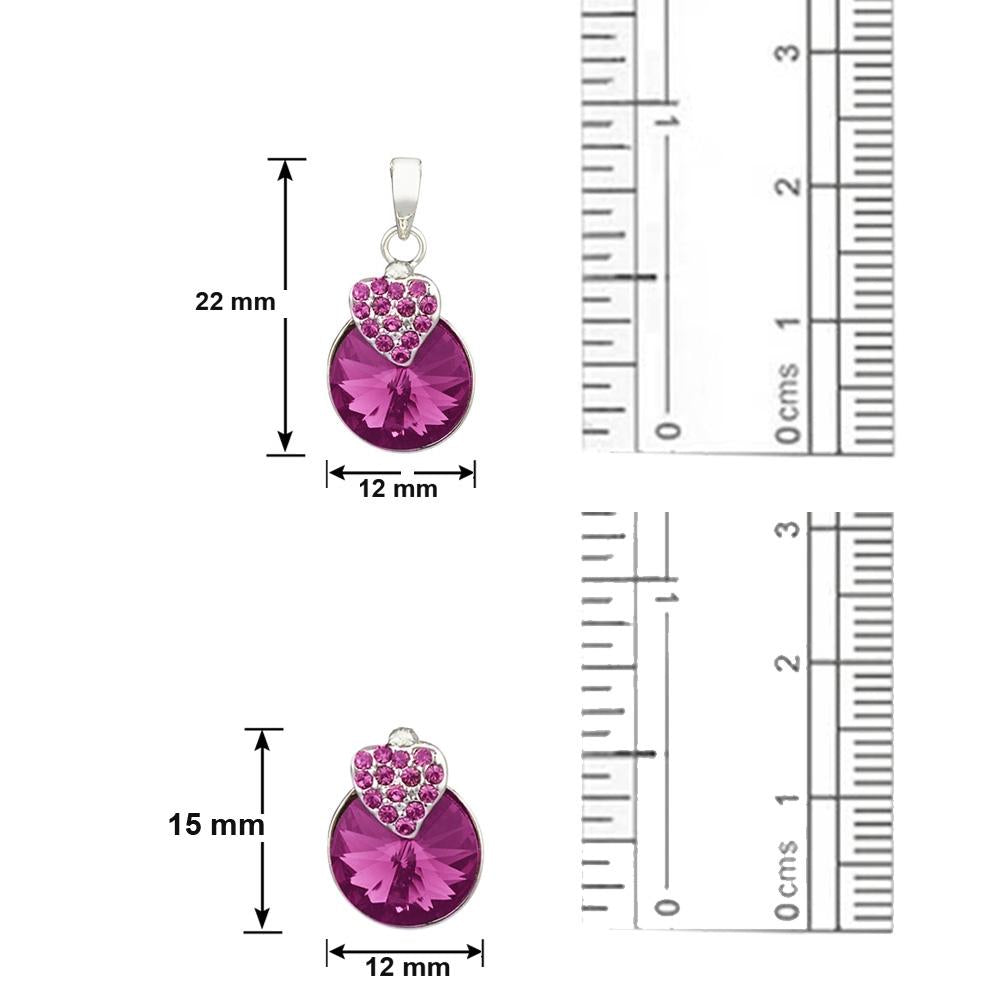 Mahi Rhodium Plated Purple Strawberry Pendant Set Made with Swarovski Crystal for Women