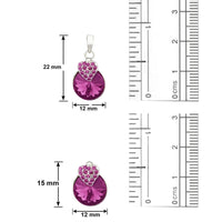 Mahi Rhodium Plated Purple Strawberry Pendant Set Made with Swarovski Crystal for Women