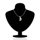 Mahi Rhodium Plated Golden Drop Peacock Feather Pendant Set Made with Swarovski Crystal for Women