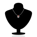 Mahi Rhodium Plated Red Drop Peacock Feather Pendant Set Made with Swarovski Crystal for Women