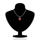 Mahi Rhodium Plated Red Heart Pendant Set Made with Swarovski Crystal for Women