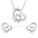 Mahi Rhodium Plated White Heart Pendant Set Made with Swarovski Crystal for Women