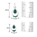 Mahi Rhodium plated Pretty Green Drop Pendant Set Made with Swarovski Crystal for Women