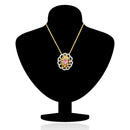 Mahi Gold plated Pink Paradise Flower Pendant Set Made with Swarovski Crystal for Women