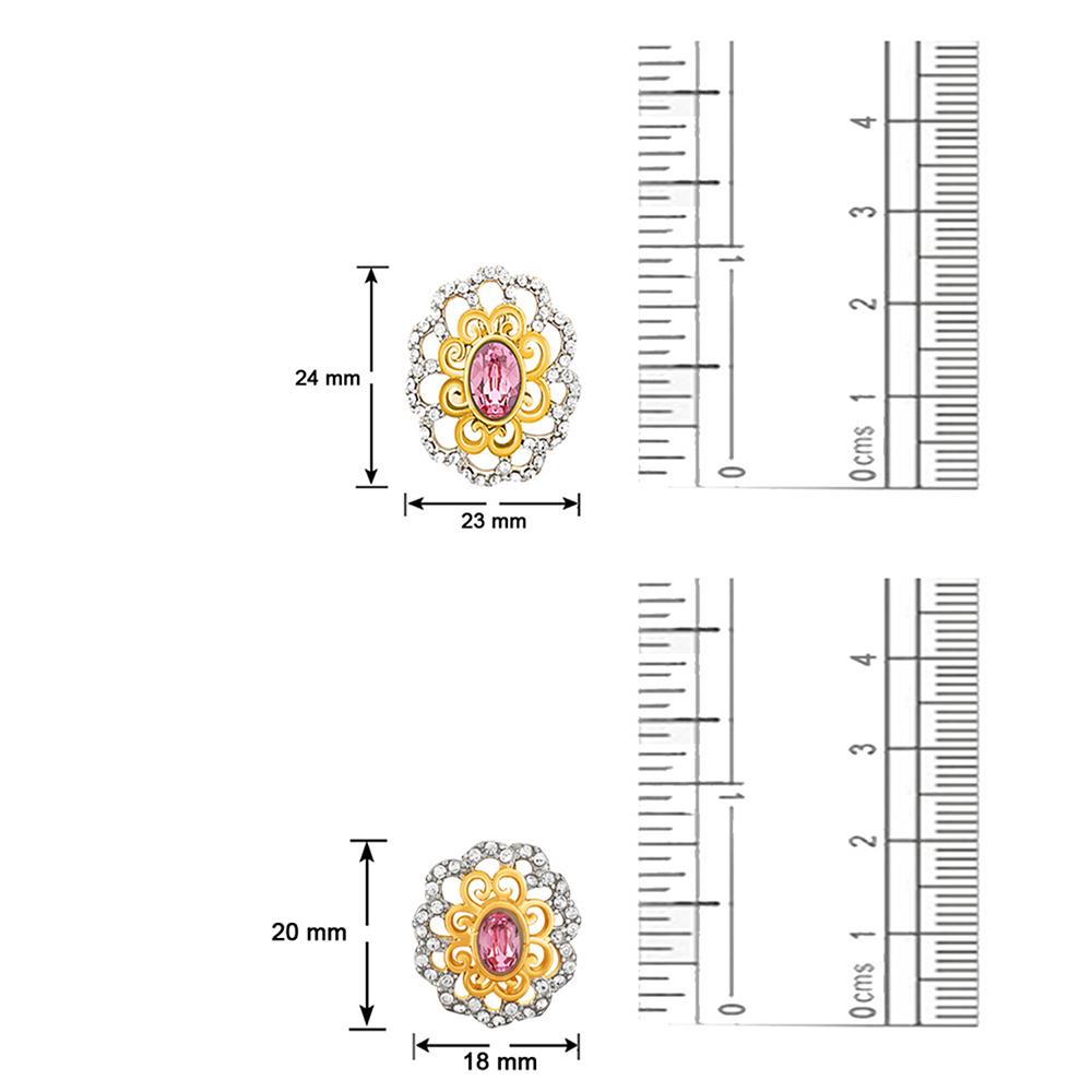 Mahi Gold plated Pink Paradise Flower Pendant Set Made with Swarovski Crystal for Women