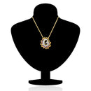 Mahi Gold plated Pink Shimmering Dahlia Flower Pendant Set Made with Swarovski Crystal for Women