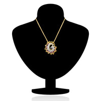 Mahi Gold plated Pink Shimmering Dahlia Flower Pendant Set Made with Swarovski Crystal for Women