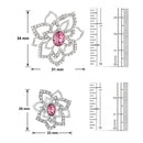 Mahi Rhodium plated Pink Rose Flower Pendant Set Made with Swarovski Crystal for Women