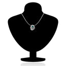 Mahi Rhodium plated Green Marigold Flower Pendant Set Made with Swarovski Crystal for Women