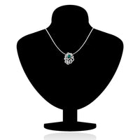 Mahi Rhodium plated Green Marigold Flower Pendant Set Made with Swarovski Crystal for Women