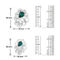 Mahi Rhodium plated Green Marigold Flower Pendant Set Made with Swarovski Crystal for Women