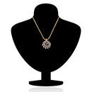 Mahi Valentine Love Gold plated Pink Dahlia Flower Pendant Set Made with Swarovski Crystal for Women