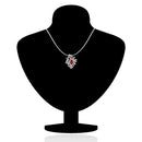 Mahi Rhodium plated Red Aster Flower Pendant Set Made with Swarovski Crystal for Women