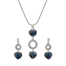 Mahi Lovely Hearts Layer Rhodium Plated Pendant Set with Swarovski Crystals for Women