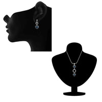Mahi Lovely Hearts Layer Rhodium Plated Pendant Set with Swarovski Crystals for Women