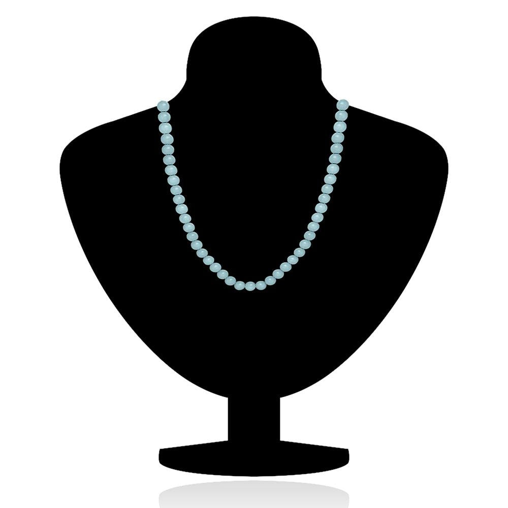 Mahi Rhodium Plated Pearl Pastel Blue Necklace with Swarovski Elements For Women