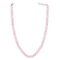 Mahi Rhodium Plated Pearl Pastel Rose Necklace with Swarovski Elements For Women