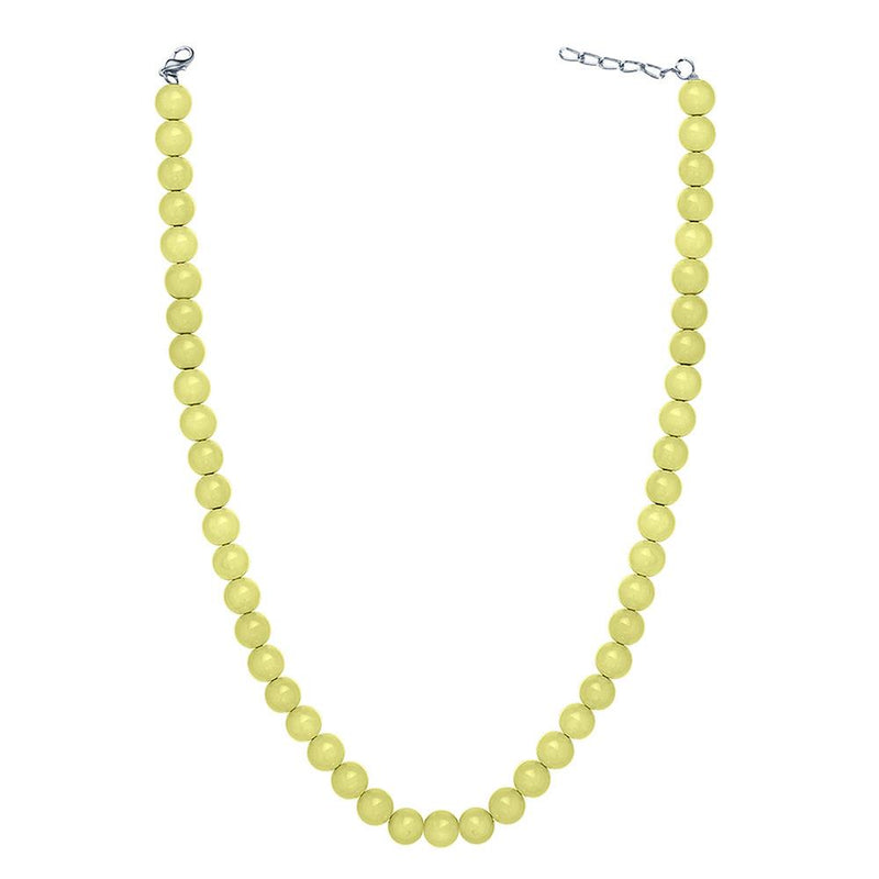 Mahi Rhodium Plated Pearl Pastel Yellow Necklace with Swarovski Elements For Women