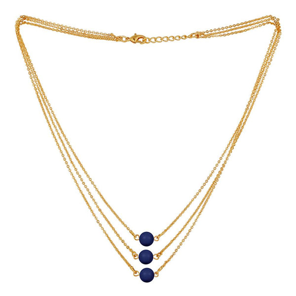 Mahi Designer Multilayered Lapis Blue Swarovski Pearl Necklace Mala Made of Alloy for Girls and Women