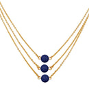 Mahi Designer Multilayered Lapis Blue Swarovski Pearl Necklace Mala Made of Alloy for Girls and Women