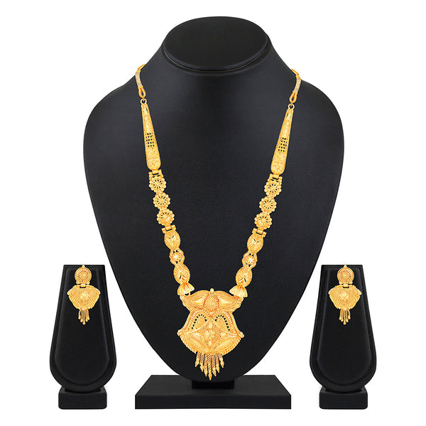 Bhavi Jewels Gold Plated Traditional Wedding Long Necklace Set for Women (NL1108087G)