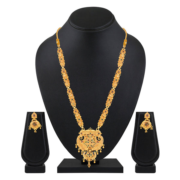 Mahi Gold Plated Traditional Wedding Necklace Set for Women (NL1108088G)