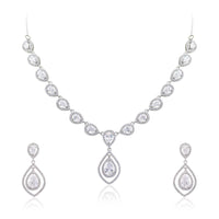 21 Nicole Jewellery Rhodium Plated Cubic Zirconia Necklace Set  - NL269