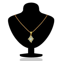 Mahi Gold Plated Barfi Pendant Set With Cubic Zirconia For Women