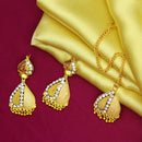 Mahavir Gold Plated Dangler Earrings With Maangtikka